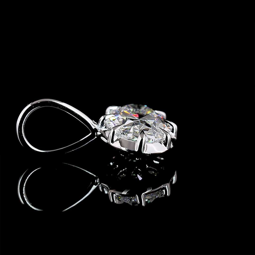 1.00 CT Oval Lab Diamond Solitaire Necklace Pendant (D Color and VS2 Clarity)