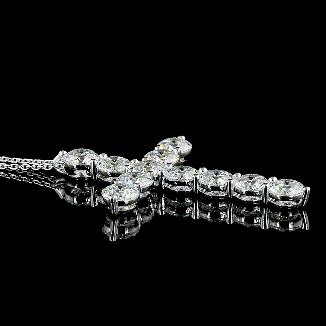 5.47 CTTW Round Lab Diamond Symbol Necklace Pendant 18" 14k White Gold E Color and VS Clarity jewelry-spot-usa