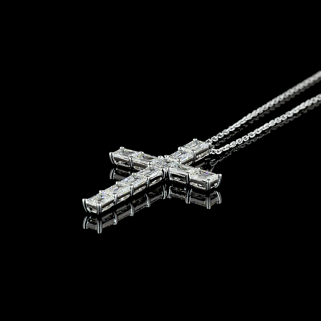 2.17 CTTW Emerald Lab Diamond Symbol Necklace Pendant 18" 14k White Gold E Color and VS1 Clarity jewelry-spot-usa