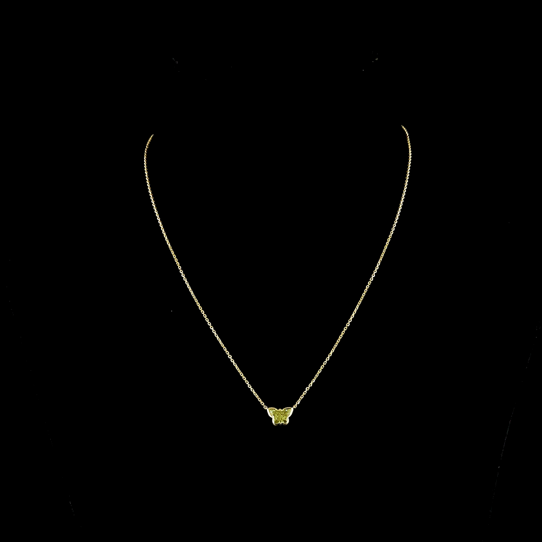 1.18 CT Butterfly Lab Diamond Symbol Necklace Pendant (Fancy Intense Yellow Color and VS2 Clarity)