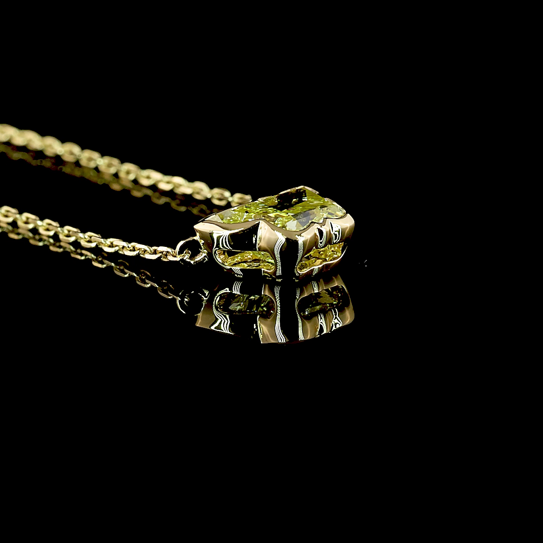 1.18 CT Butterfly Lab Diamond Symbol Necklace Pendant (Fancy Intense Yellow Color and VS2 Clarity)