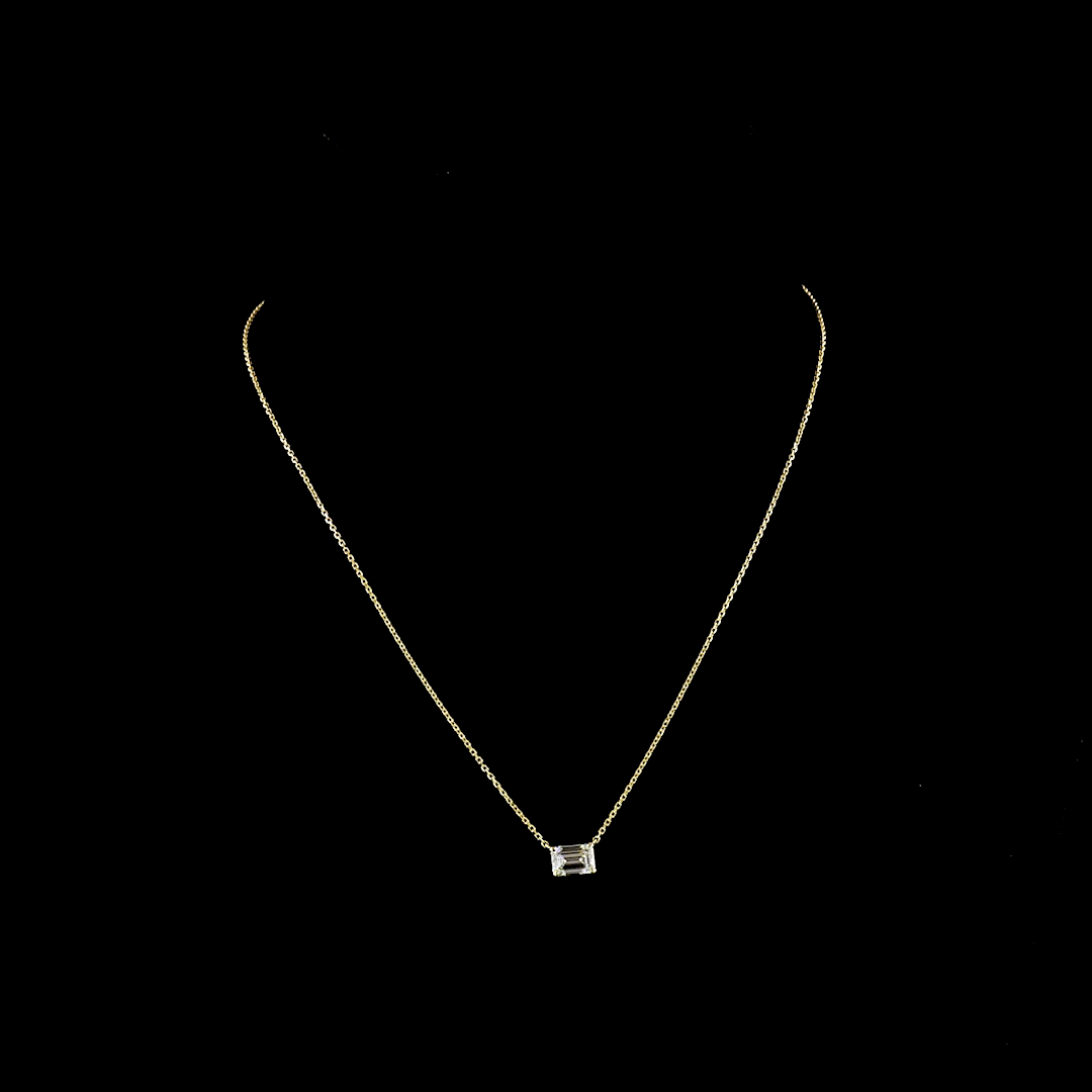 1.05 CT Emerald Lab Diamond Emerald Necklace Pendant