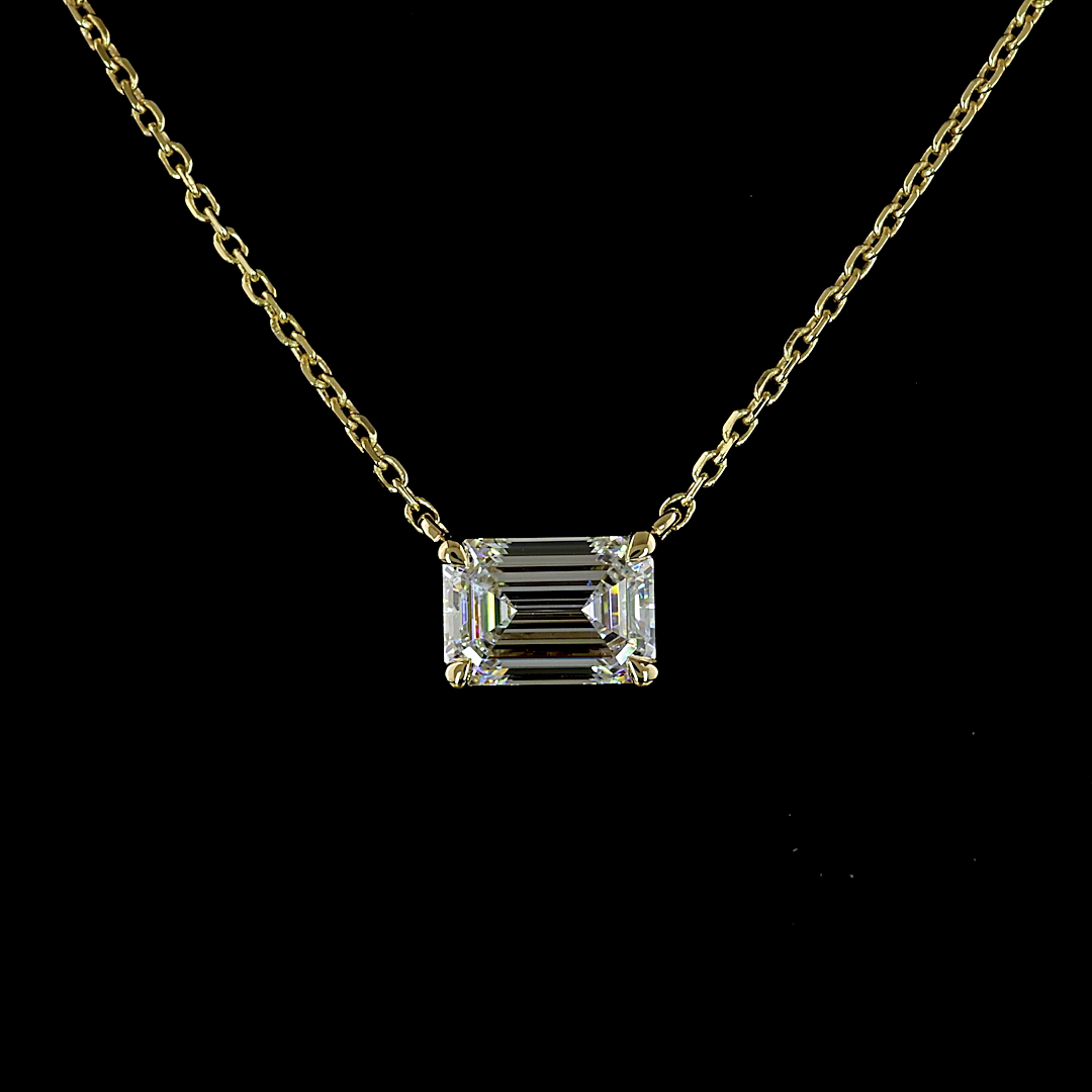 1.05 CT Emerald Lab Diamond Emerald Necklace Pendant