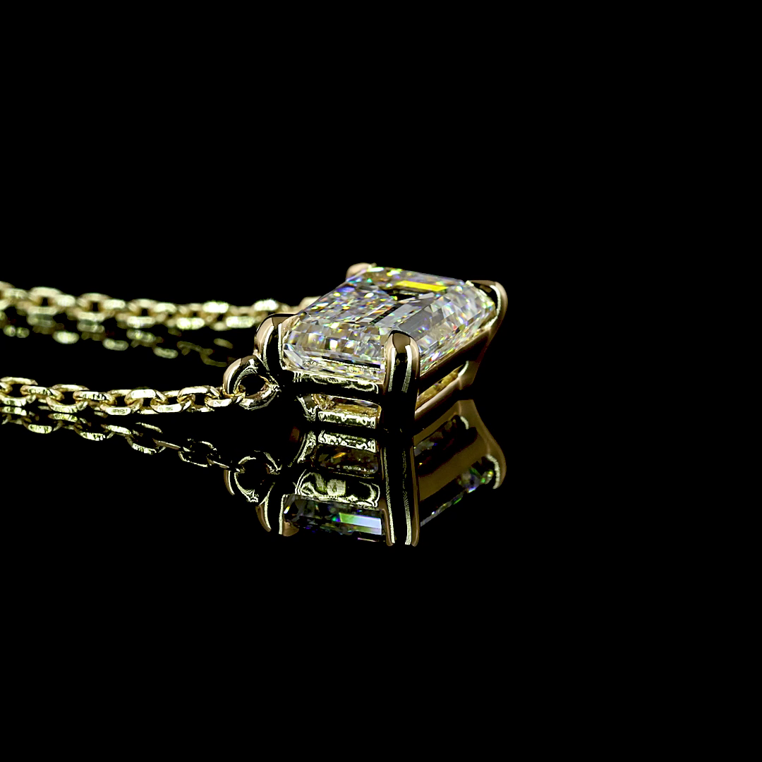 1.05 CT Emerald Lab Diamond Emerald Necklace Pendant