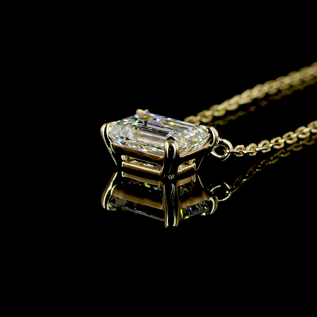 1.05 CT Emerald Lab Diamond Emerald Necklace Pendant
