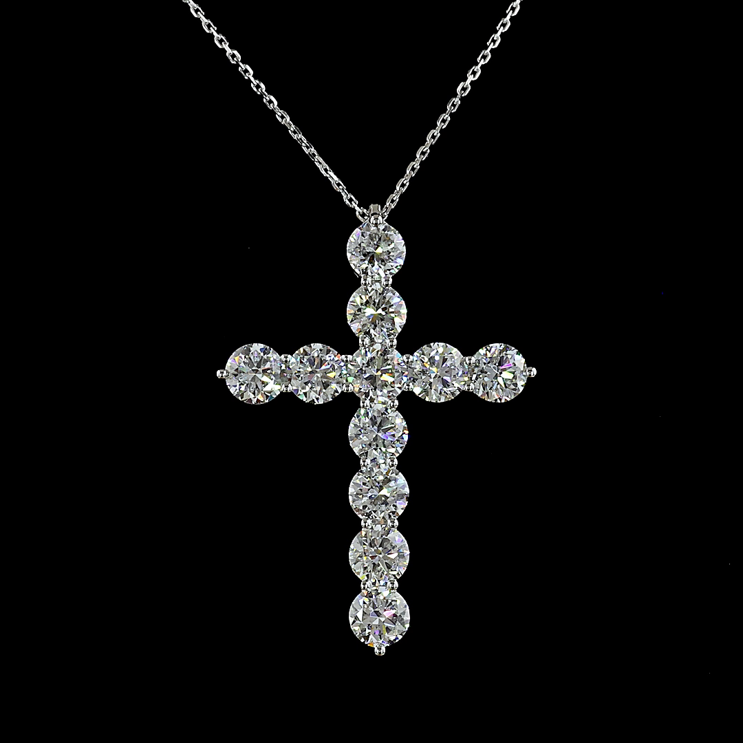 5.56 CTTW Round Lab Grown Diamond Cross Necklace Pendant 18" (F Color and VS2 Clarity)