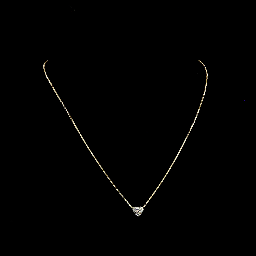 1.02 CT Heart Lab Grown Diamond Solitaire Necklace Pendant 18" (E Color and VS1 Clarity)