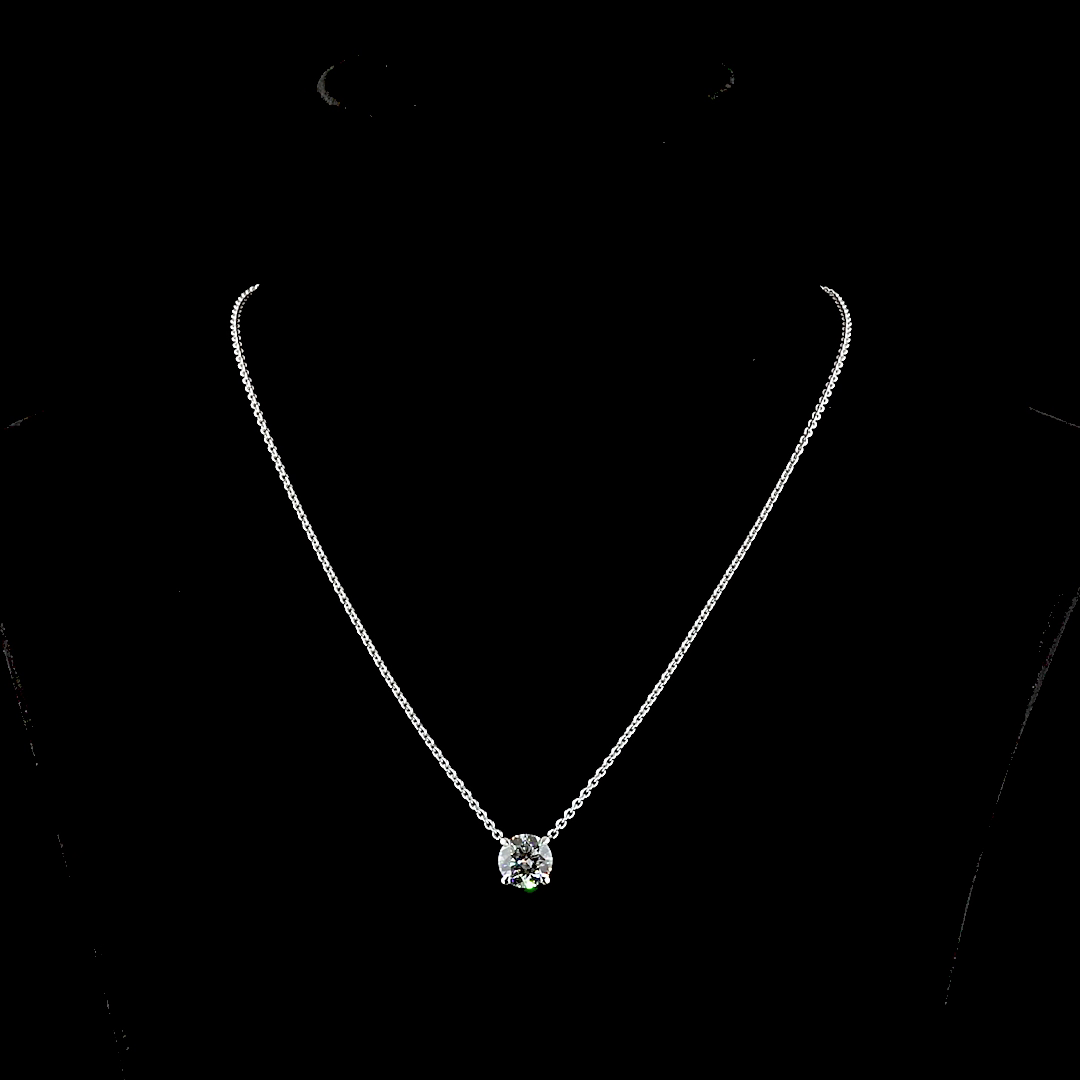 3.03 CT Round Lab Grown Diamond Solitaire Necklace Pendant 18" (F Color and VVS2 Clarity)