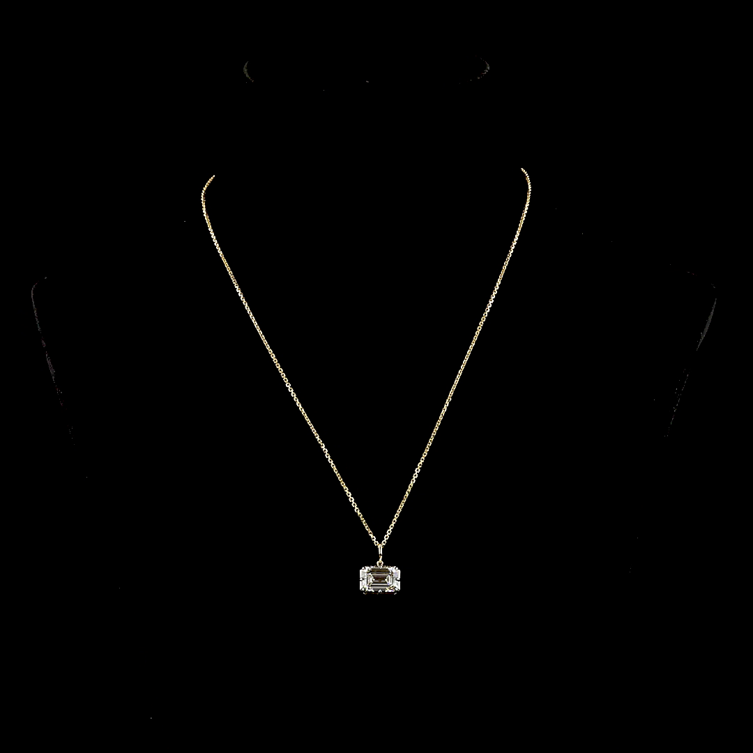3.54 CT Emerald Lab Grown Diamond Solitaire Necklace Pendant 17" (F Color and VS1 Clarity)