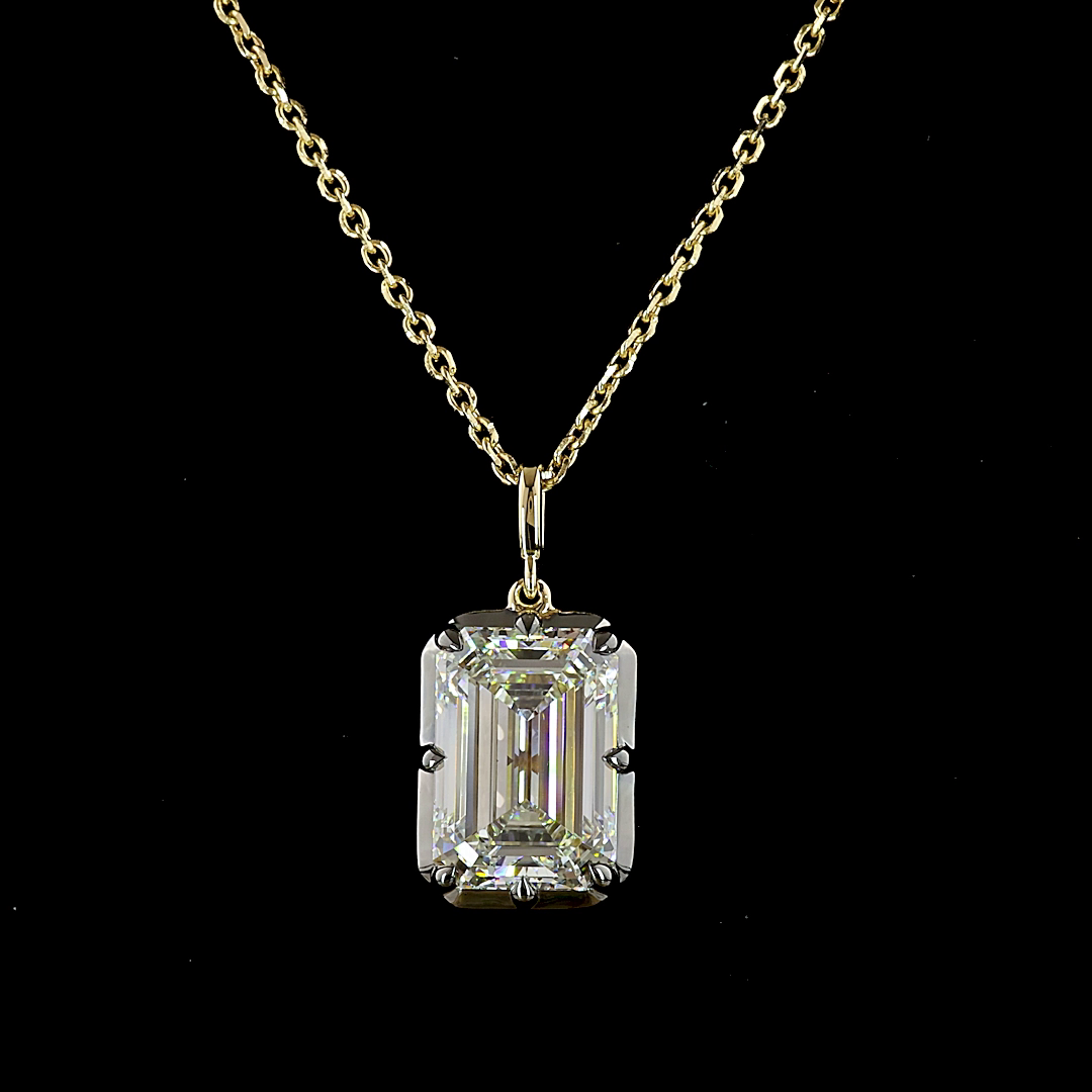 4.03 CT Emerald Lab Diamond Solitaire Necklace Pendant (F Color and VS1 Clarity)