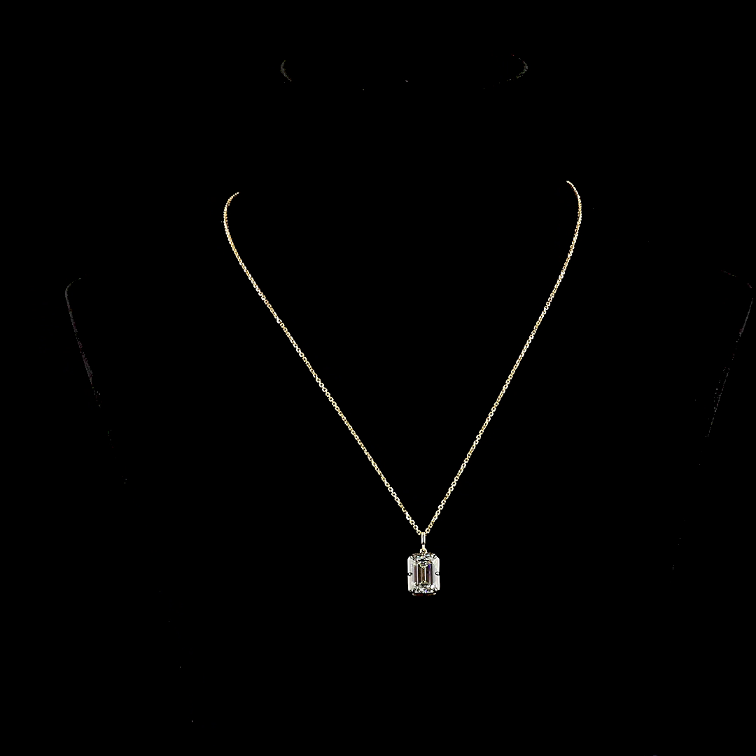 4.03 CT Emerald Lab Grown Diamond Solitaire Necklace Pendant 17" (F Color and VS1 Clarity)