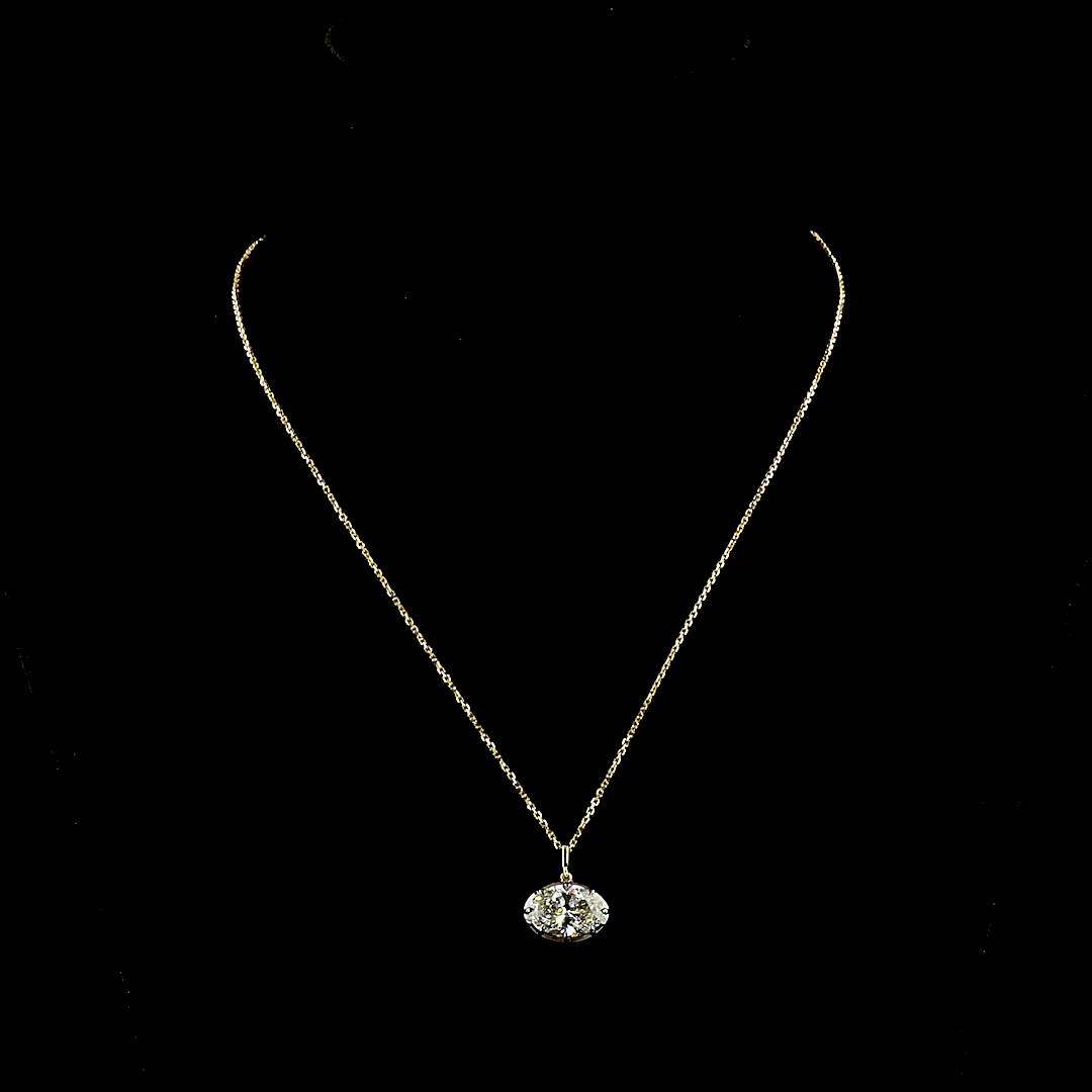 4.03 CT Oval Lab Grown Diamond Solitaire Necklace Pendant 17" (F Color and VVS2 Clarity)