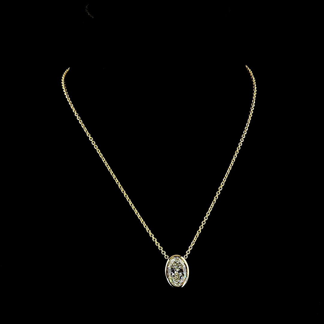 6.03 CT Oval Lab Grown Diamond Solitaire Necklace Pendant 16" (F Color and VVS2 Clarity)