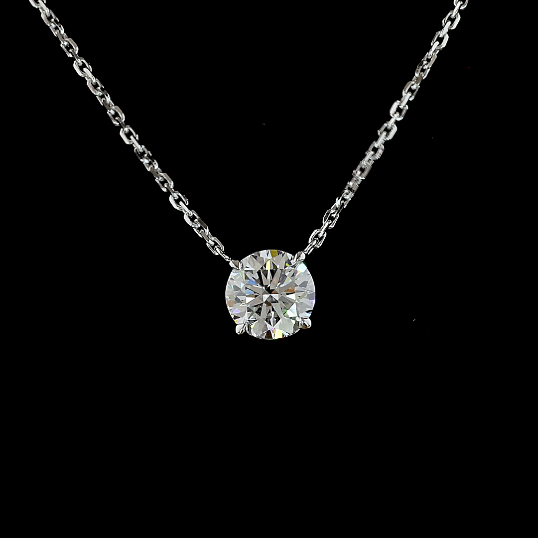 0.52 CT Round Lab Grown Diamond Solitaire Necklace Pendant 17" (E/F Color and VS1 Clarity)