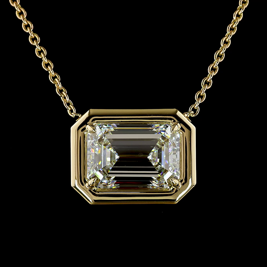7.28 CT Emerald Lab Diamond Solitaire Necklace Pendant (F Color and VVS2 Clarity)
