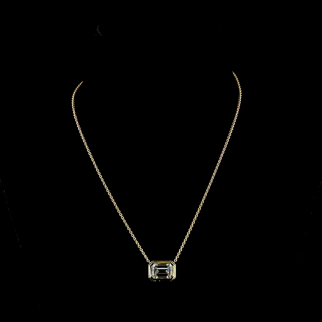 6.15 CT Emerald Lab Grown Diamond Solitaire Necklace Pendant 17" (E Color and VVS2 Clarity)