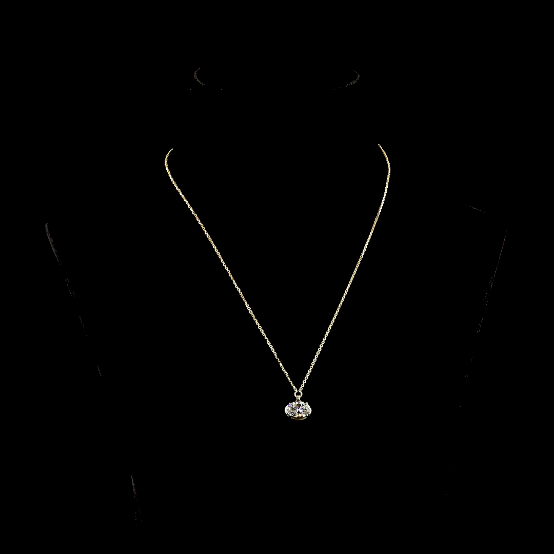 2.07 CT Oval Lab Grown Diamond Solitaire Necklace Pendant 18" (F Color and VVS2 Clarity)