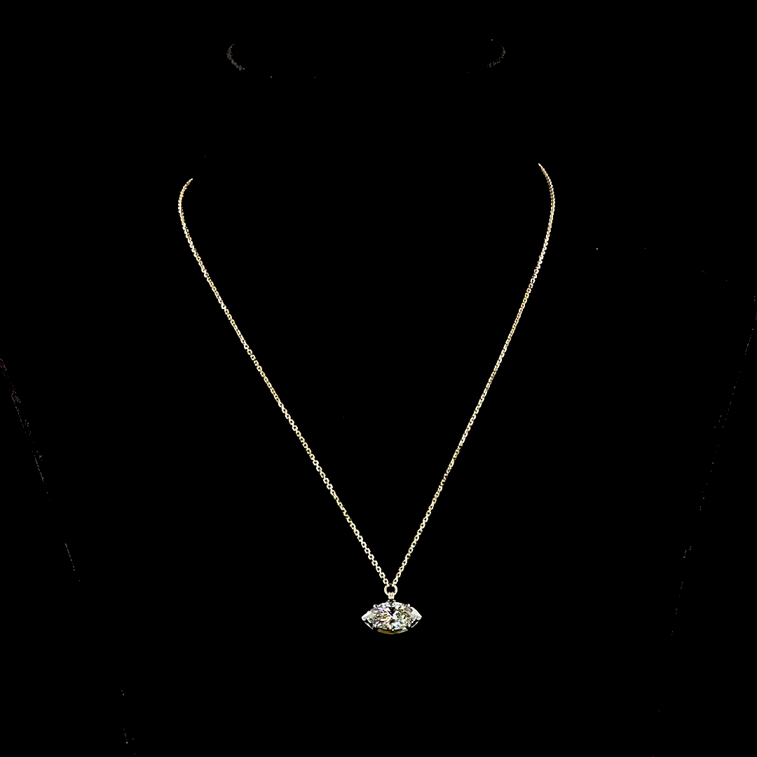 2.53 CT Marquise Lab Grown Diamond Solitaire Necklace Pendant 18" (F Color and VS1 Clarity)