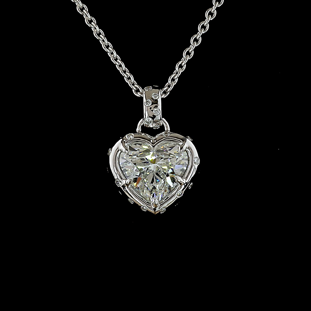 3.25 CTTW Heart Lab Diamond Special Necklace Pendant (F/E Color and VVS2/VS1 Clarity)