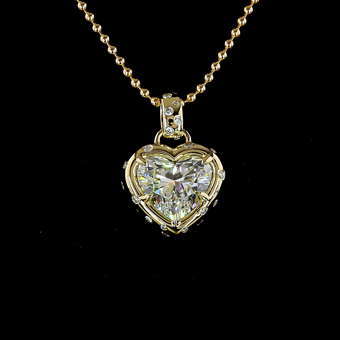 3.20 CTTW Heart Lab Diamond Special Necklace Pendant (F Color and VS1 Clarity)