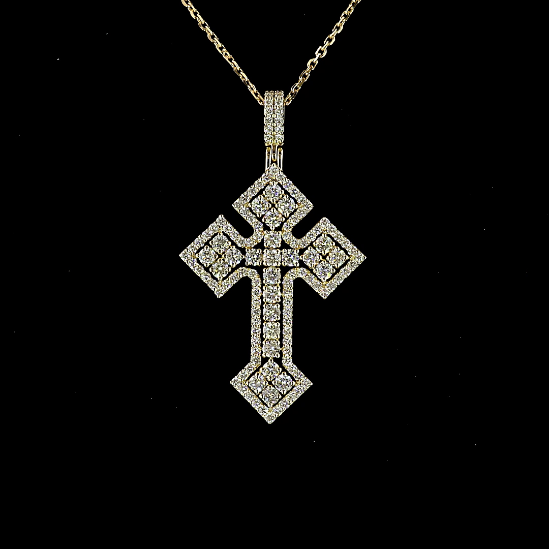 1.42 CTTW Round Lab Diamond Cross Necklace Pendant (H Color and SI Clarity)