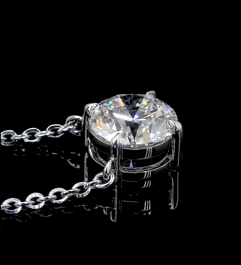 2.09 CT Round Lab Diamond Solitaire Necklace Pendant 18" (E Color and VS1 Clarity)