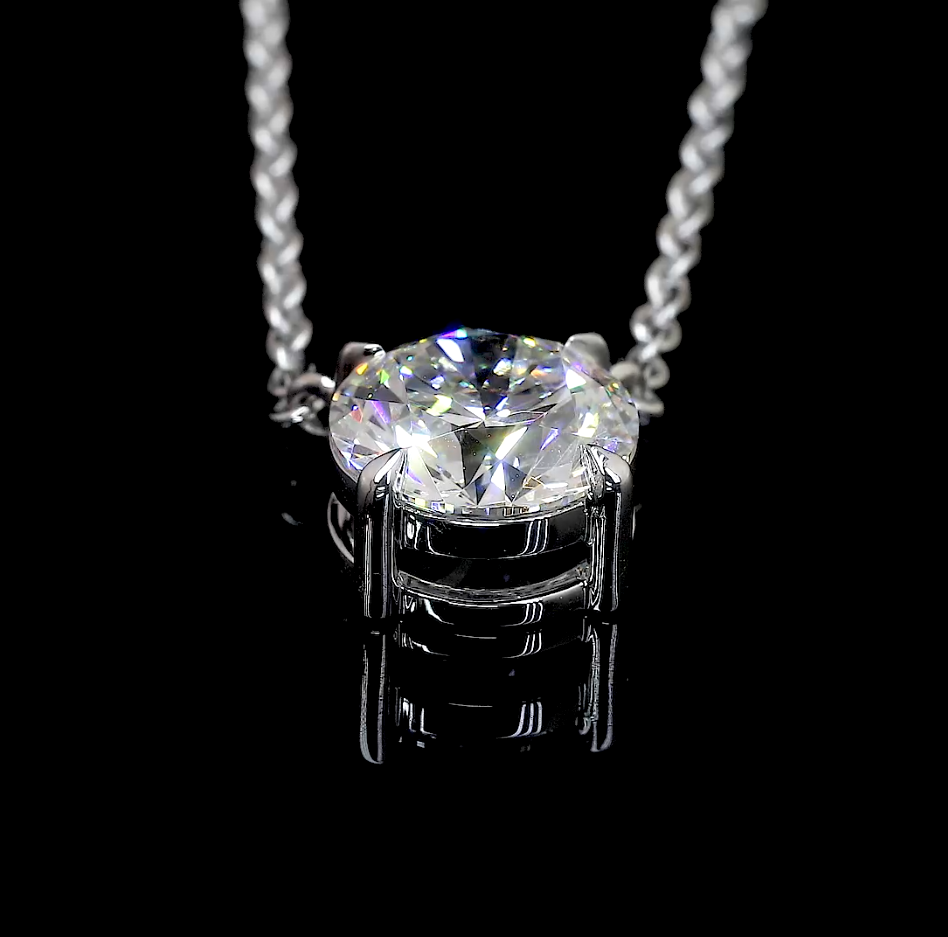 2.09 CT Round Lab Diamond Solitaire Necklace Pendant 18" (E Color and VS1 Clarity)