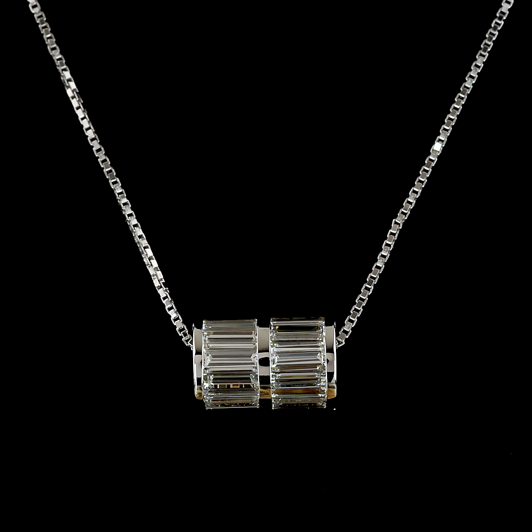 3.86 CTTW Baguette Lab Diamond Special Necklace Pendant (E Color and VS1 Clarity)