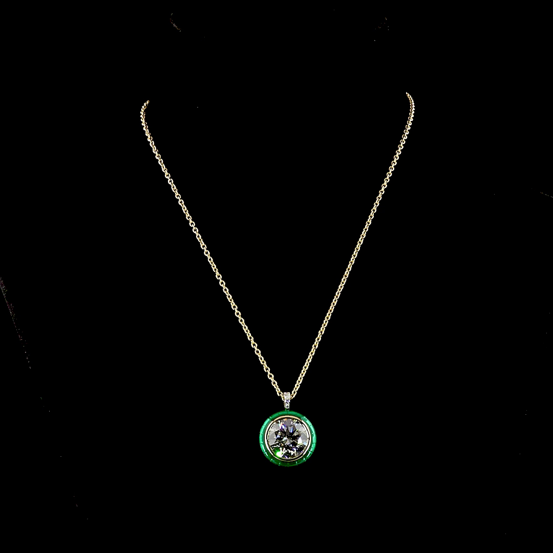 10.12 CTTW Round Lab Grown Diamond Special Necklace Pendant 18" (E Color and VS1 Clarity)