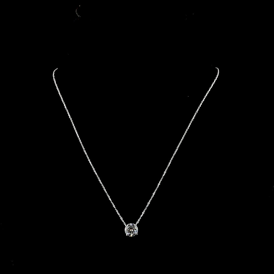 2.03 CT Round Lab Grown Diamond Solitaire Necklace Pendant (F Color and VS1 Clarity)