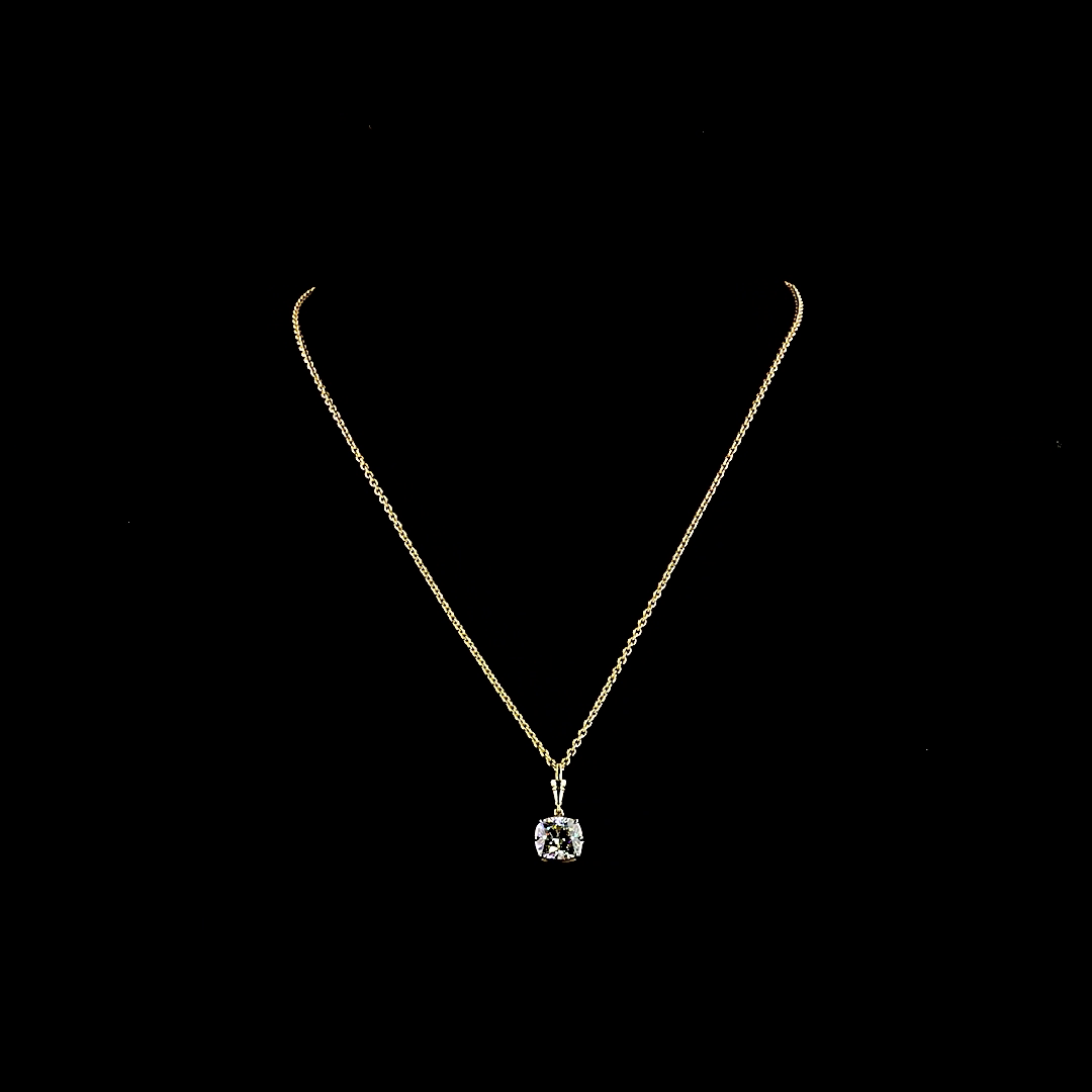 3.10 CT Cushion Brilliant Lab Grown Diamond Solitaire Necklace Pendant 16.5" (E Color and VVS2 Clarity)
