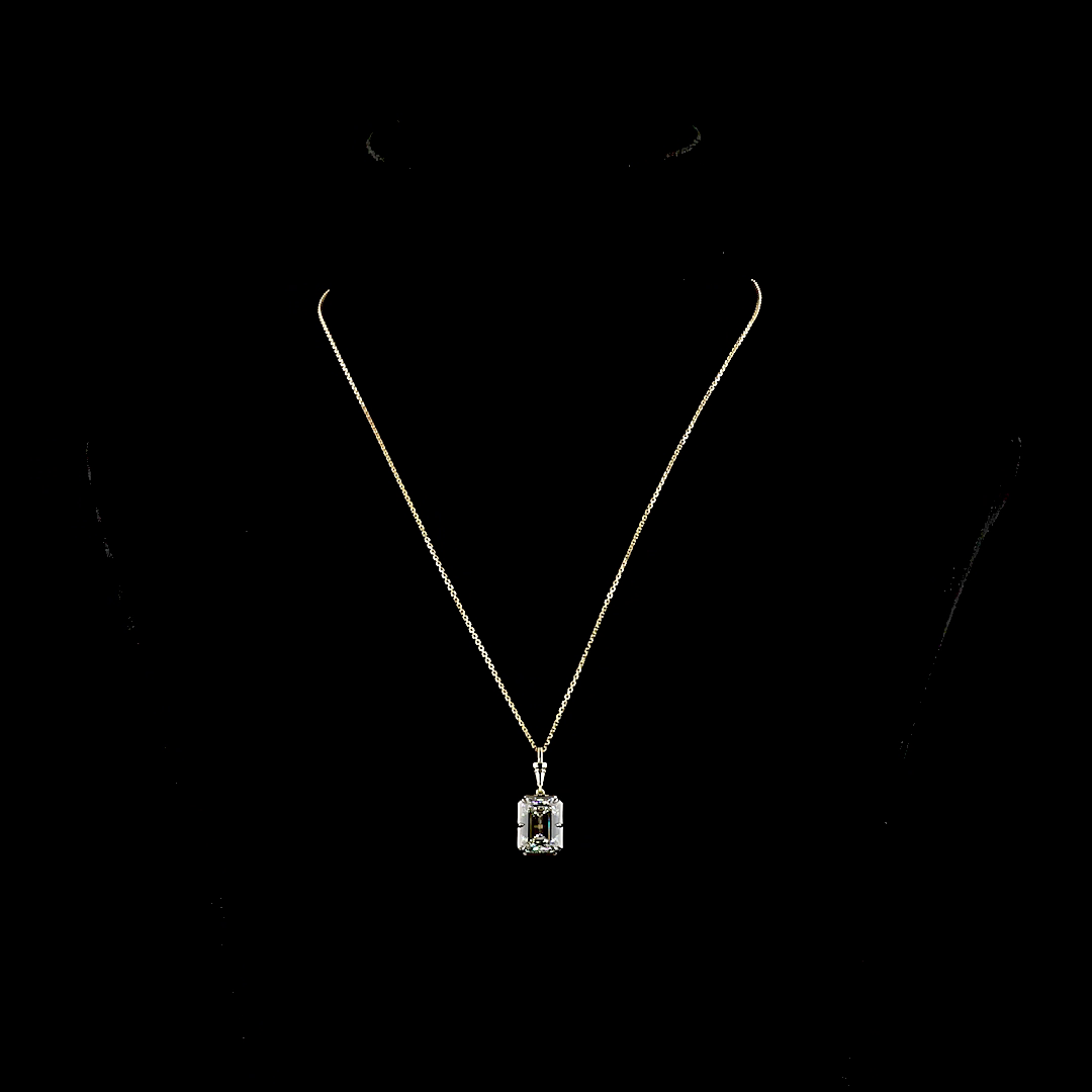 5.00 CT Emerald Lab Grown Diamond Solitaire Necklace Pendant 16.5" (F Color and VVS2 Clarity)