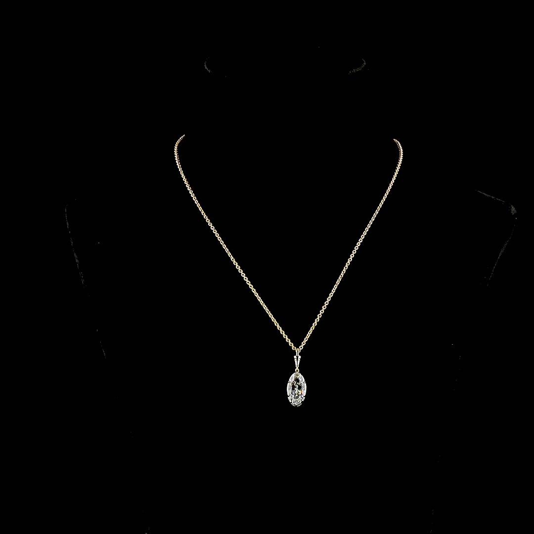 3.05 CT MO Lab Grown Diamond Solitaire Necklace Pendant 16.5" (E Color and VVS2 Clarity)