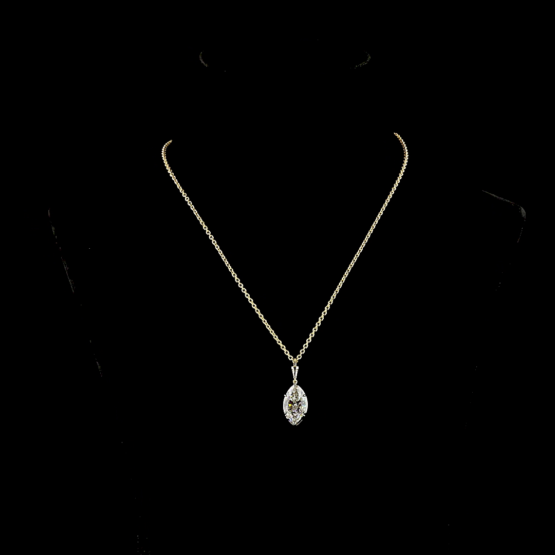 5.09 CT Marquise Lab Grown Diamond Solitaire Necklace Pendant 16.5" (E Color and VVS2 Clarity)