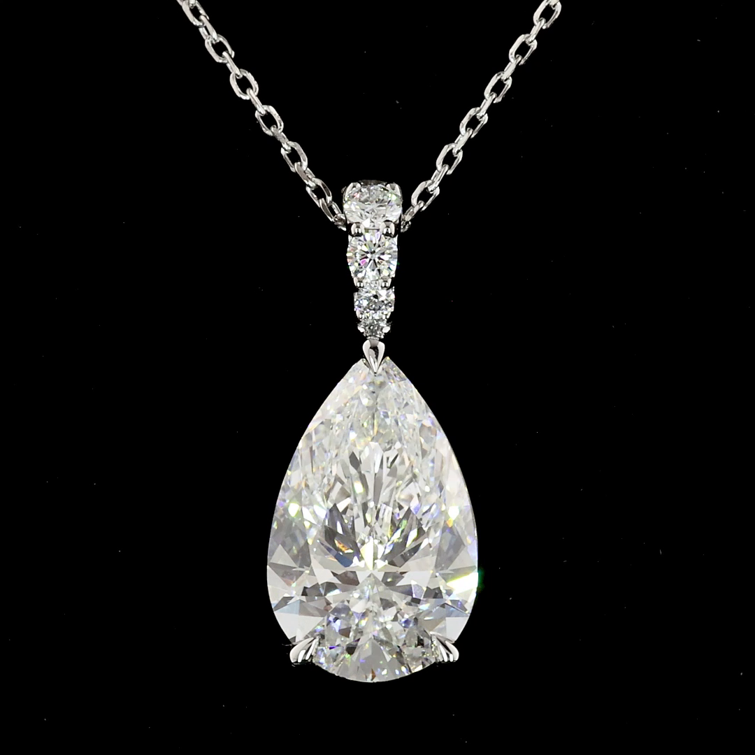 2.67 CTTW Pear Lab Diamond Pear Necklace Pendant 18" 14k White Gold (F Color and VVS2 Clarity)