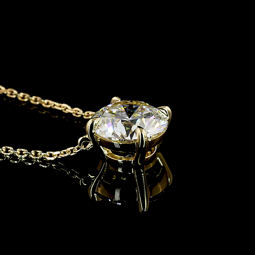 2.00 CT Round Lab Diamond Solitaire Necklace Pendant 18" 14k Yellow Gold E/D/F Color and VS1/VVS2/VS2 Clarity jewelry-spot-usa