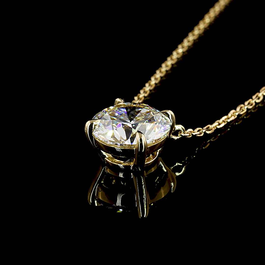 2.00 CT Round Lab Diamond Solitaire Necklace Pendant 18" 14k Yellow Gold E/D/F Color and VS1/VVS2/VS2 Clarity jewelry-spot-usa