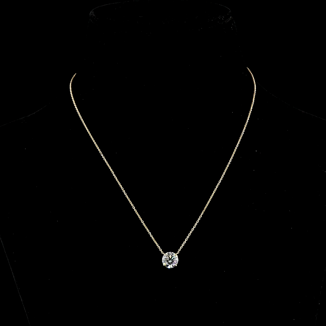 2.00 CT Round Lab Diamond Solitaire Necklace Pendant 18" 14k Yellow Gold E/D/F Color and VS1/VVS2/VS2 Clarity jewelry-spot-usa