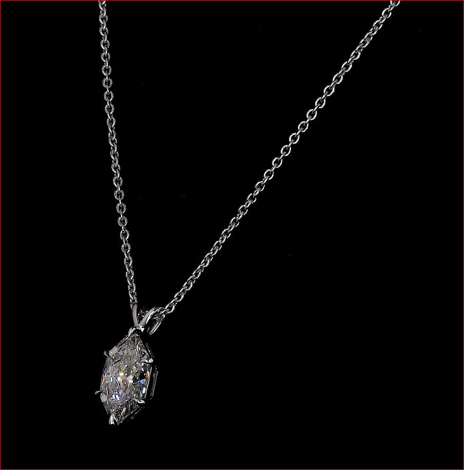 2.07 CT Antique Marquise Lab Diamond Solitaire Necklace Pendant 18" 14k White Gold (I Color and VS1 Clarity)