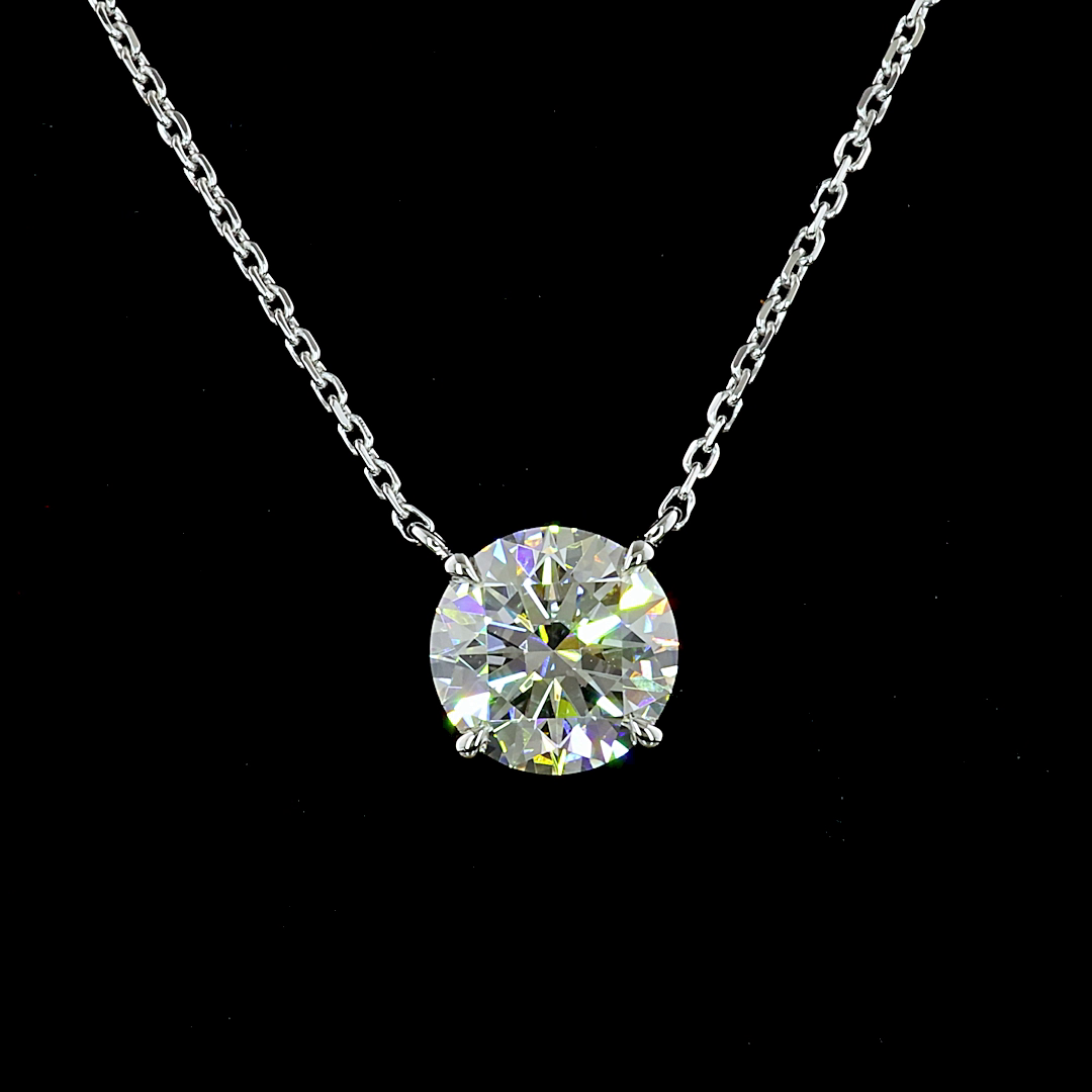 1.59 CT Round Lab Diamond Solitaire Necklace Pendant 18" (G Color and VS2 Clarity)