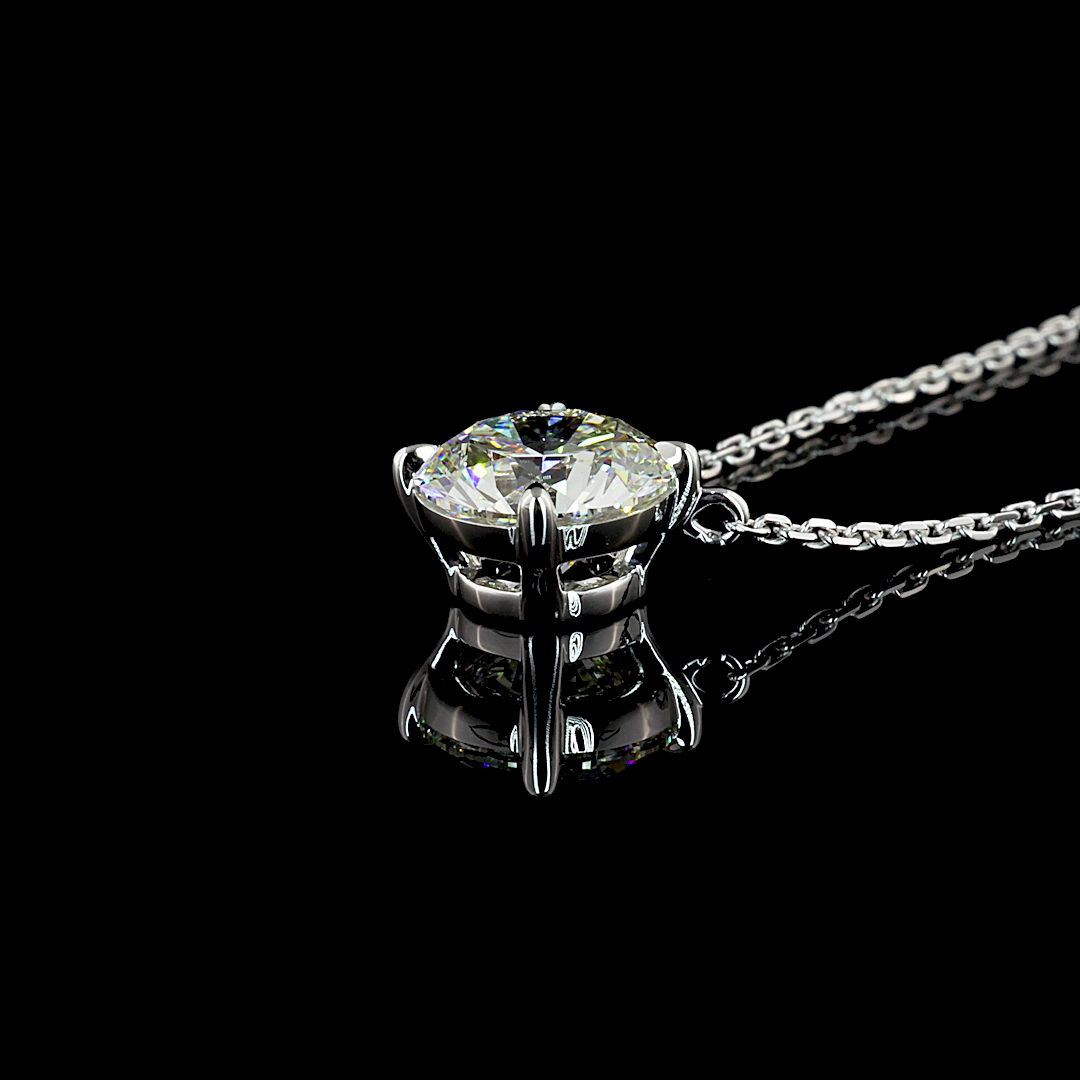 1.59 CT Round Lab Diamond Solitaire Necklace Pendant 18" (G Color and VS2 Clarity)
