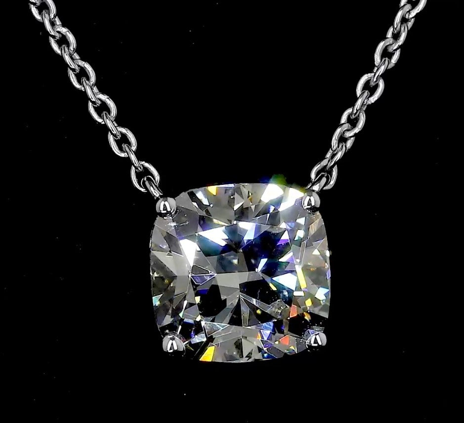 1.01 CT Cushion Lab Diamond Solitaire Necklace Pendant (F Color and VS2 Clarity)