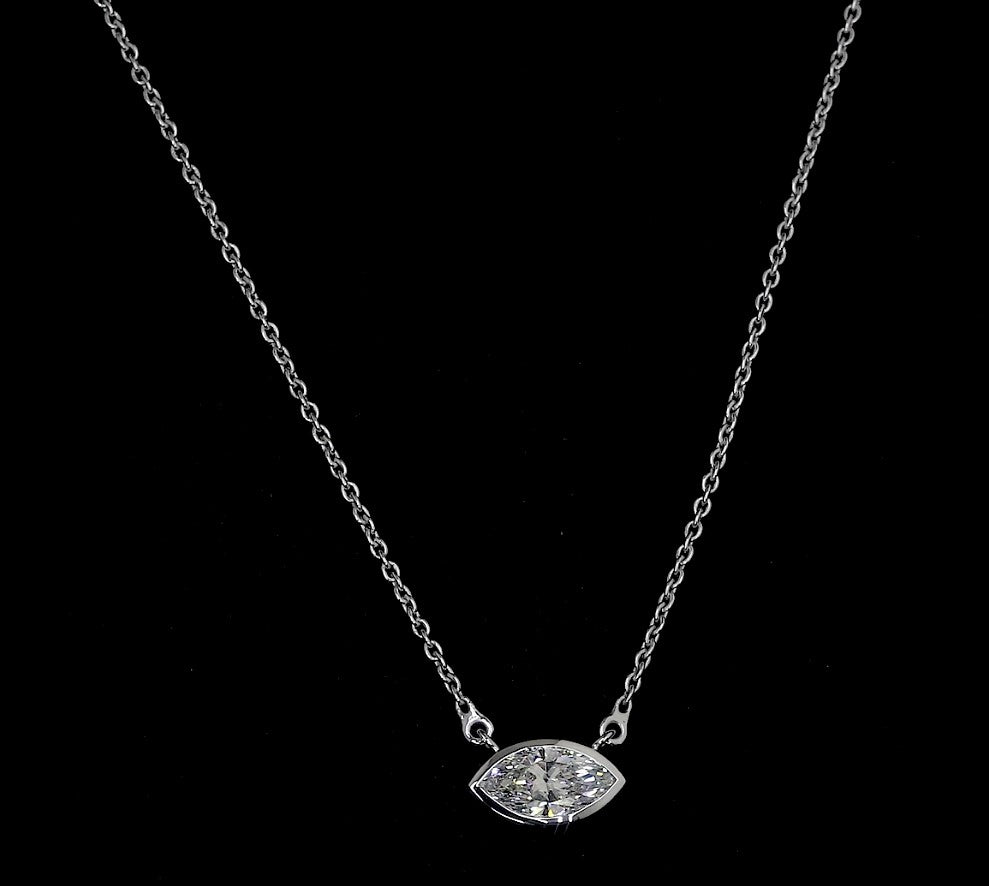 0.97 CT Marquise Lab Diamond Solitaire Necklace Pendant (F Color and VS2 Clarity)