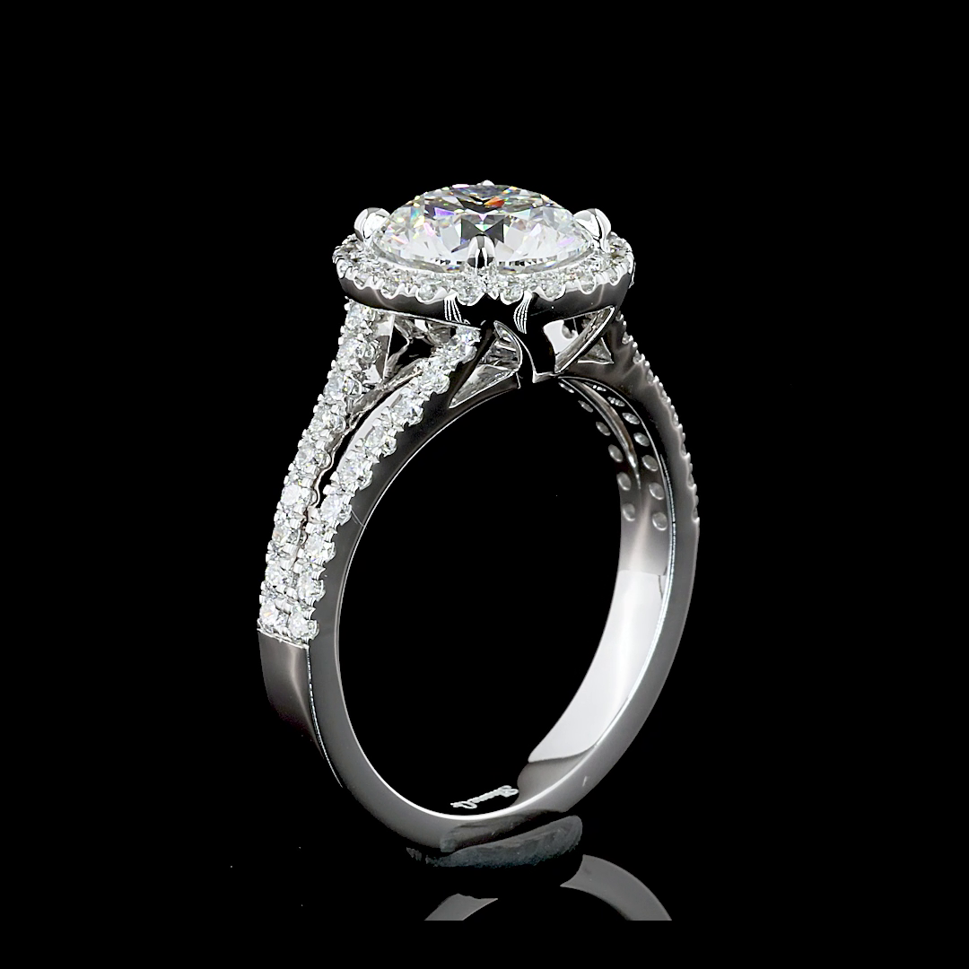 9.10 CTTW Round Lab Grown Diamond Split Shank Ring Sz. 6.5 (E Color and VVS2 Clarity)
