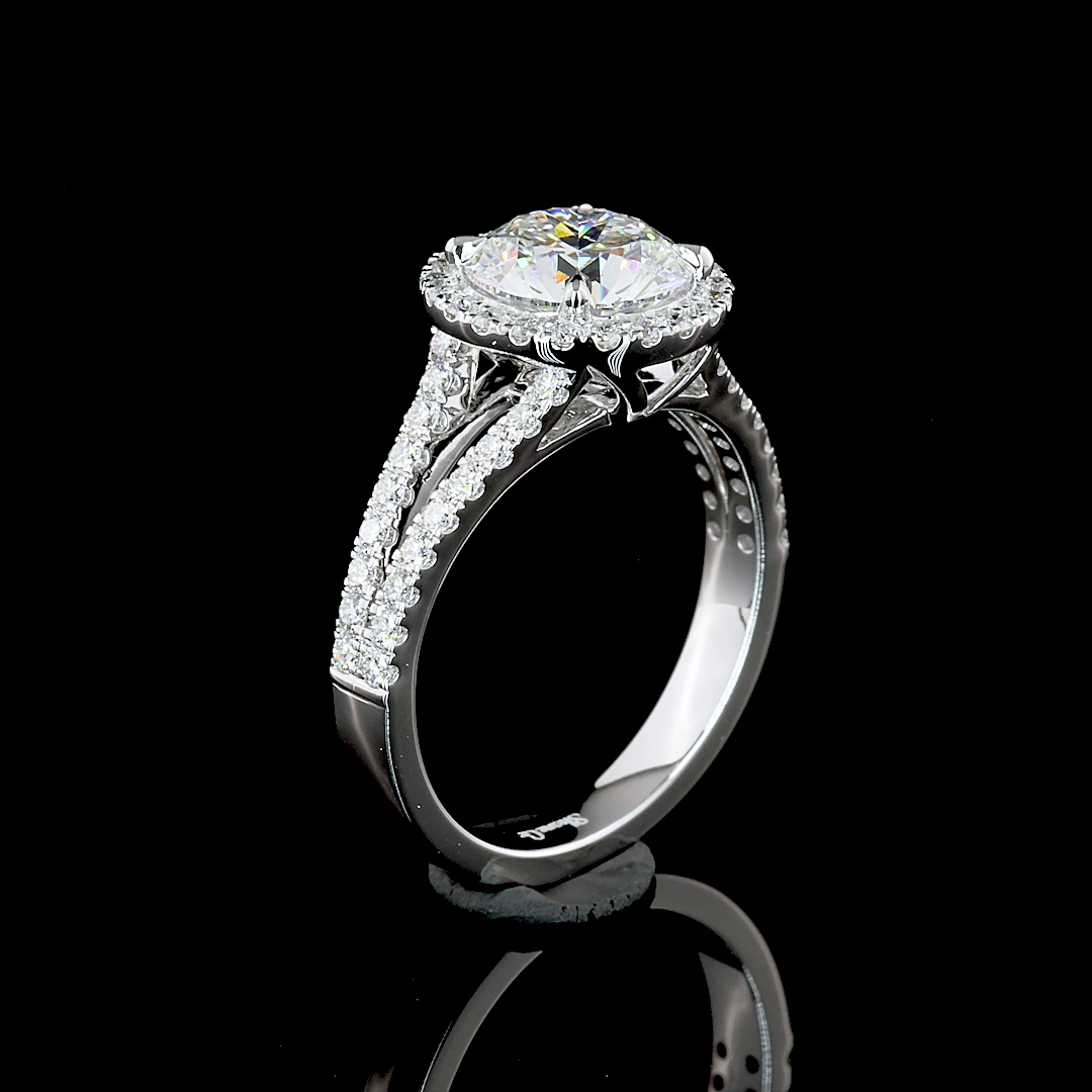 2.52 CTTW Round Lab Grown Diamond Split Shank Ring Sz. 6.5 (E Color and VS1 Clarity)