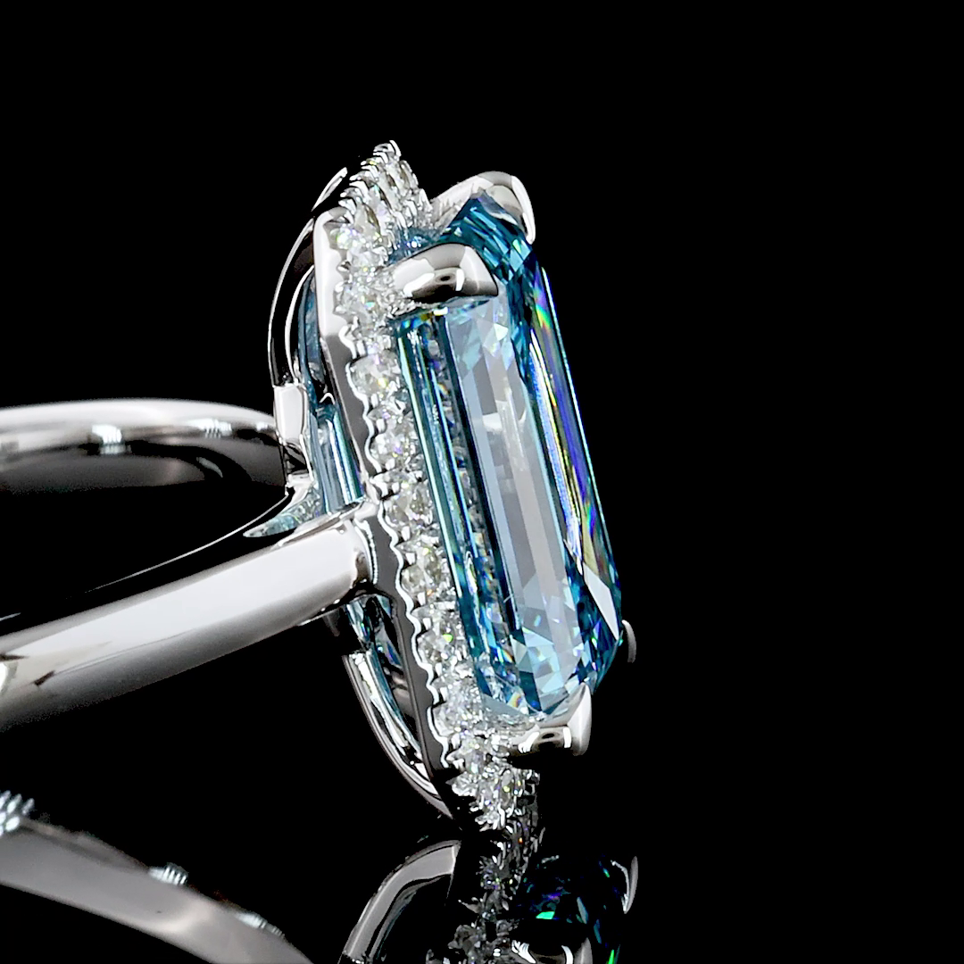 1.94 CTTW Emerald Lab Grown Diamond Halo Ring Sz. 6 (J Color and VS1 Clarity)