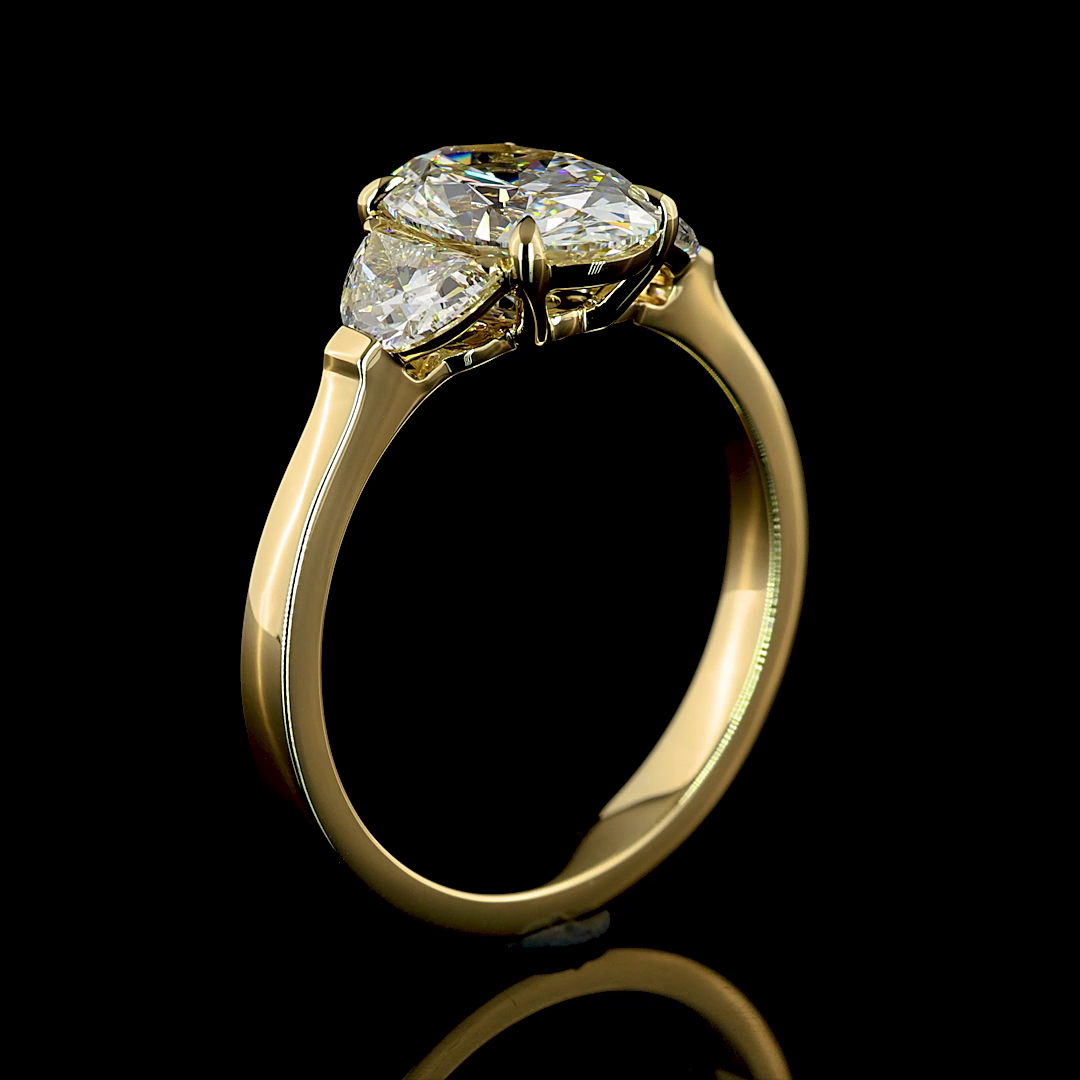 2.15 CTTW Oval Lab Grown Diamond 3 Stones Ring Sz. 6.5 (D Color and VVS2 Clarity)