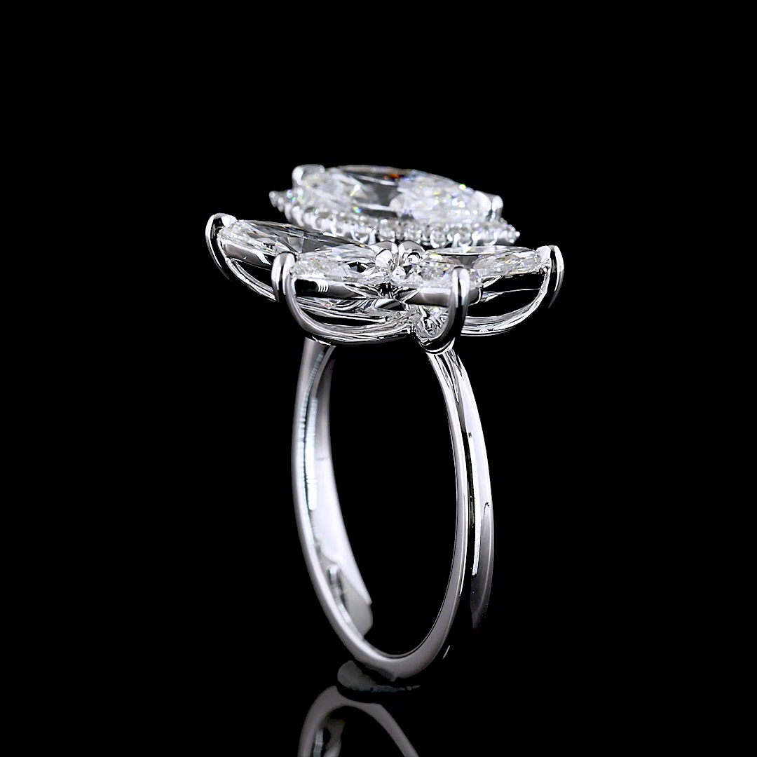 3.01 CTTW Marquise Lab Diamond Special Ring 14k White Gold (E Color and VS1 Clarity)