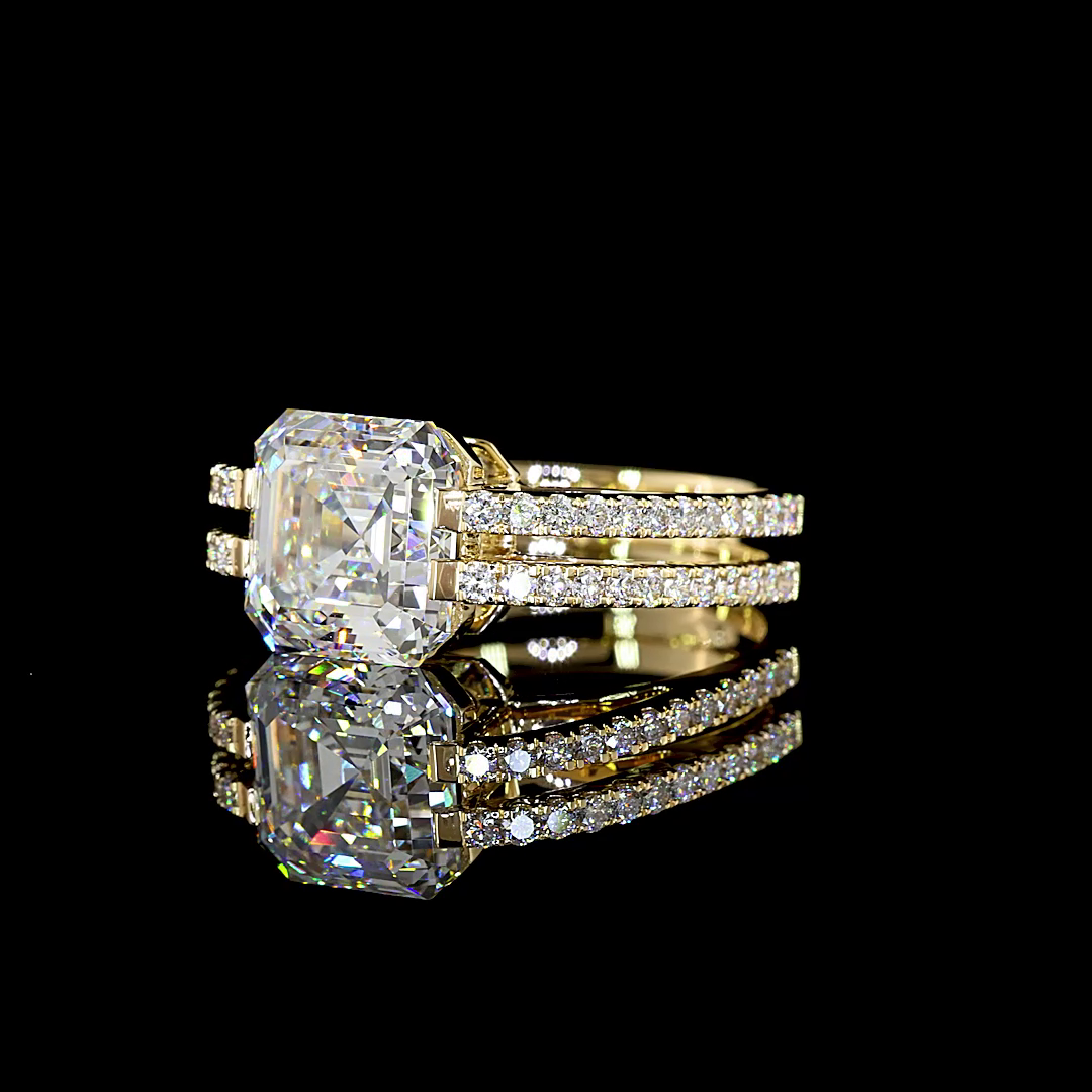 4.50 CTTW Asscher Lab Diamond Special Ring 14k Yellow Gold E Color and VS1 Clarity jewelry-spot-usa
