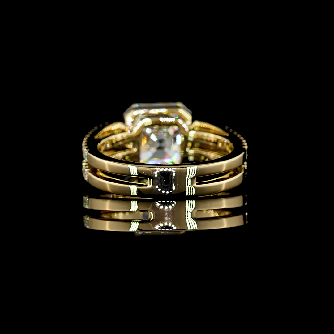 4.50 CTTW Asscher Lab Diamond Special Ring 14k Yellow Gold E Color and VS1 Clarity jewelry-spot-usa
